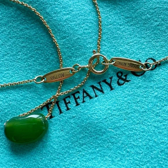 Tiffany & Co. Green and Gold Necklace with Heart Pendant